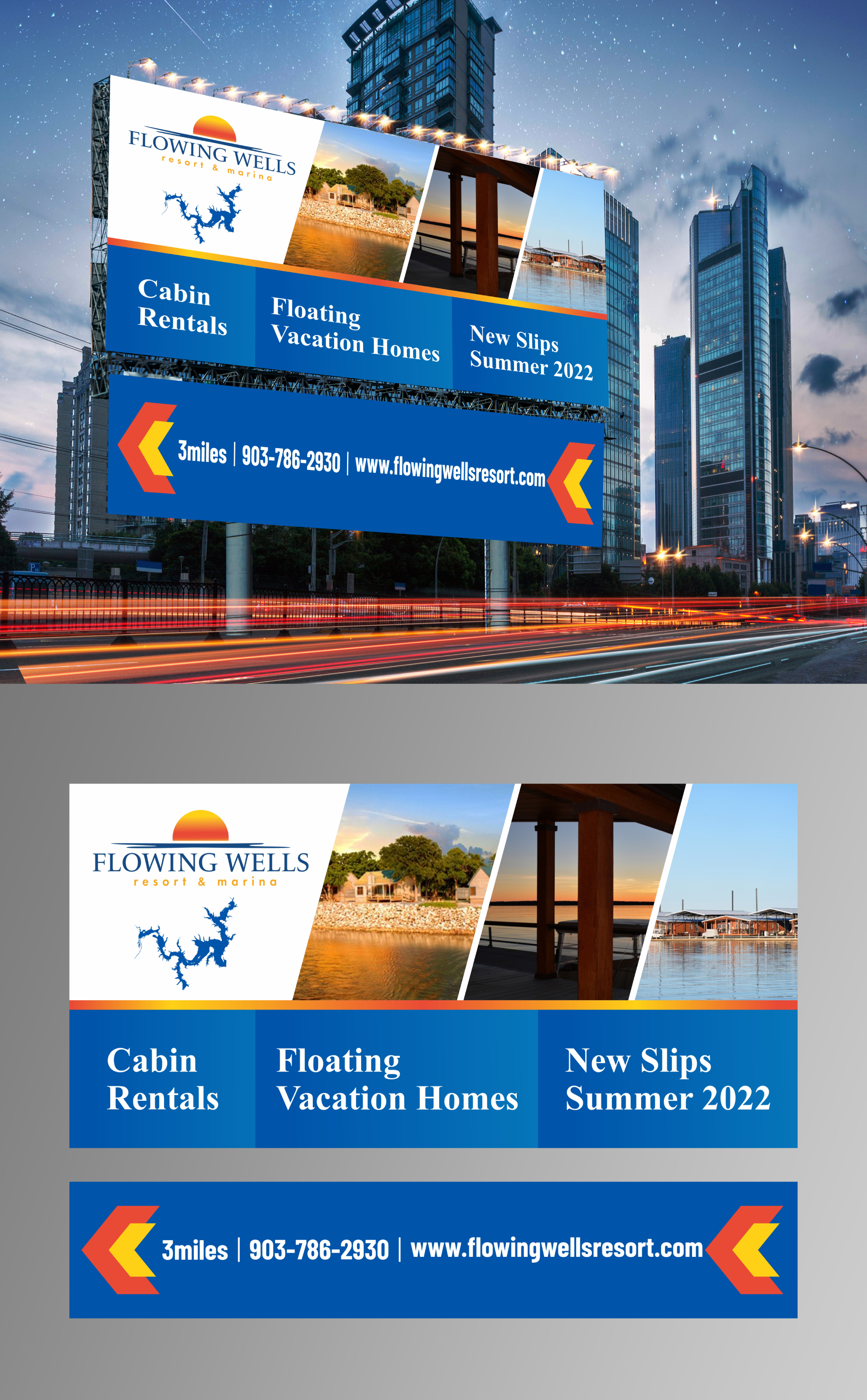 Billboard Design by KreativeMadz for Flowing Wells Resort & Marina | Design #28549863