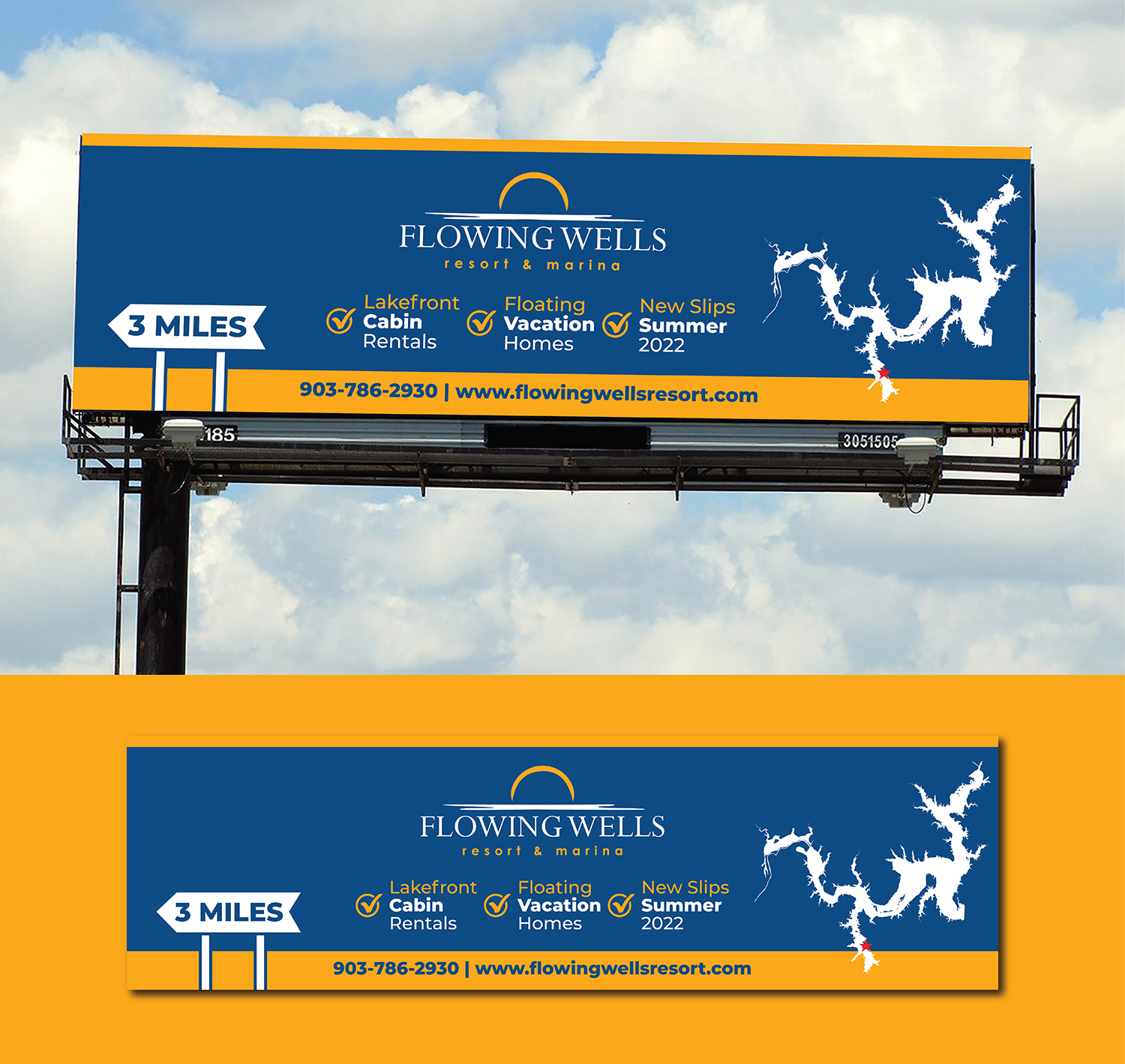 Billboard Design by Deziners Zone for Flowing Wells Resort & Marina | Design #28539312