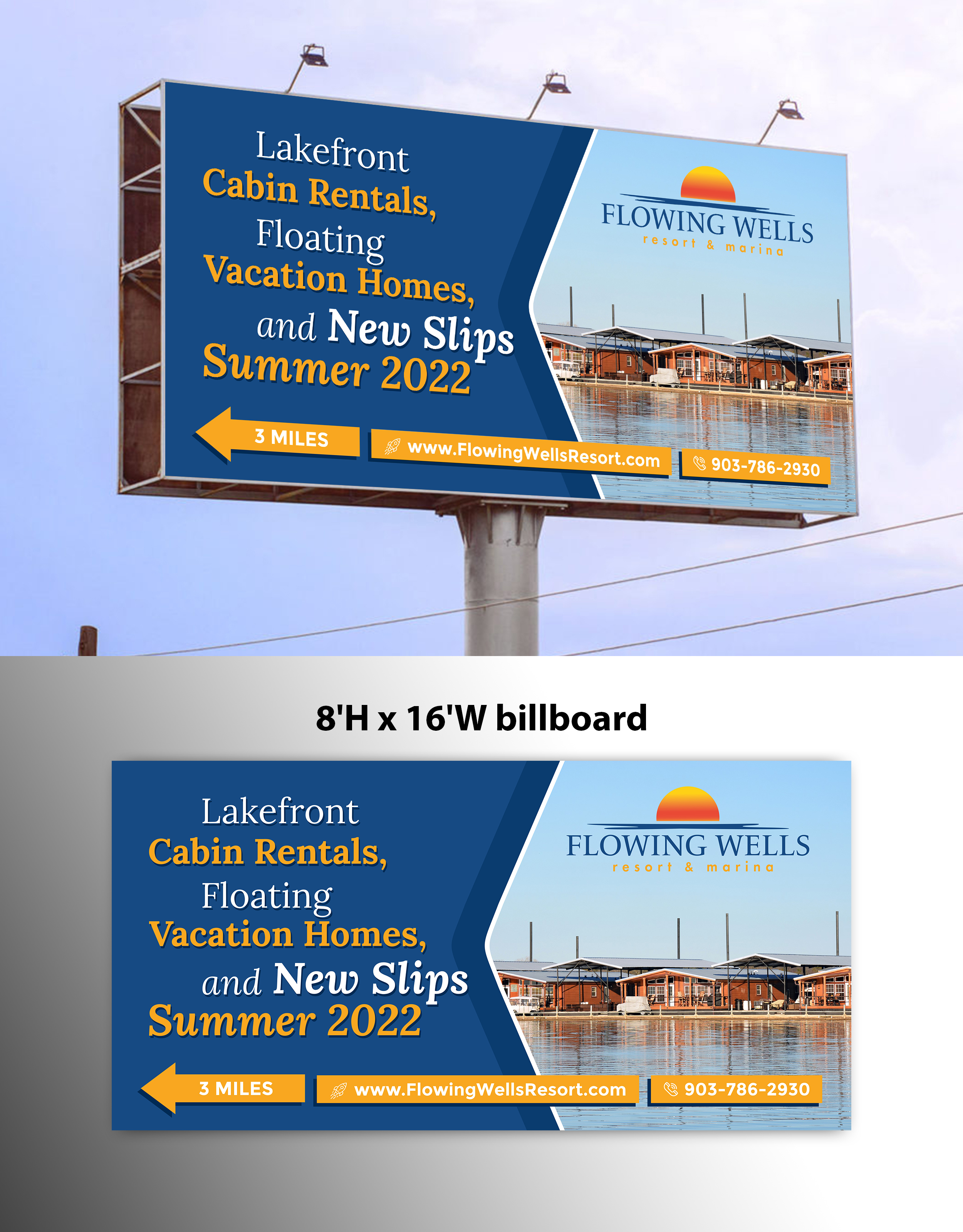 Billboard Design by OwnDesign for Flowing Wells Resort & Marina | Design #28557335