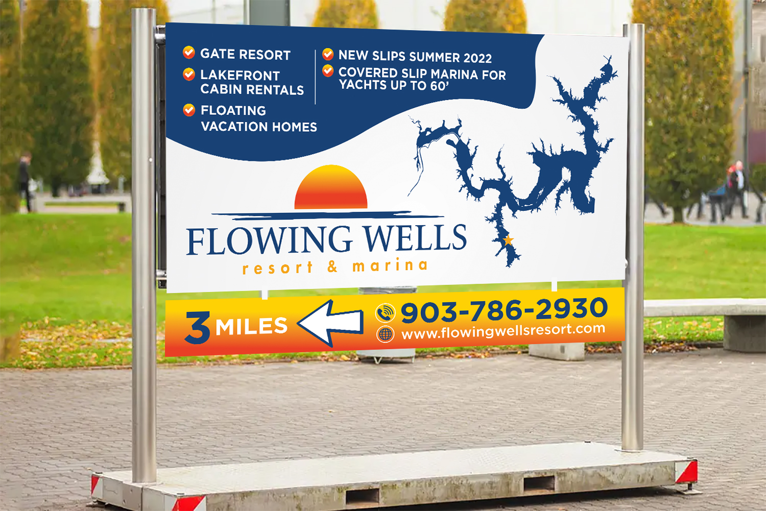 Werbetafel-Design von Aurora:) für Flowing Wells Resort & Marina | Design #28536955