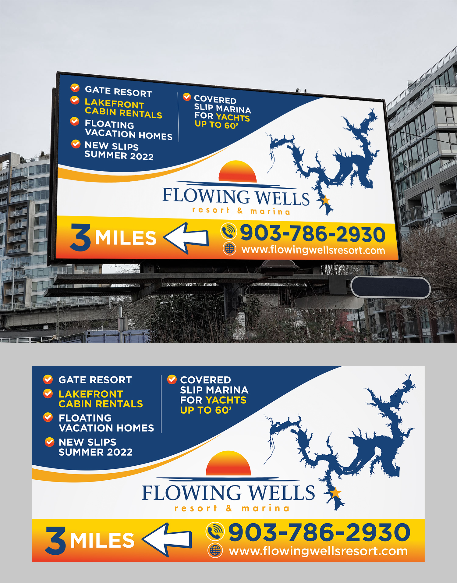 Design de Panneau par Aurora:) pour Flowing Wells Resort & Marina | Design #28544317