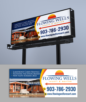 Flowing Wells Resort & Marina - Boat Slips, Cabin Rentals, Floating Vacation Homes, & More | Billboard Design by u2square