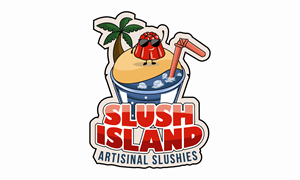 Slush Island- Artisinal Slushies        Slush Island (Major Text)    Artisinal Slushies (Sub-text) | Diseño de Logo por logoQ