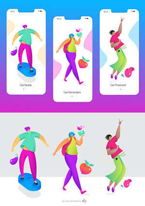 3 Illustrations for sexual health app onboarding | Illustration Design by ally designs