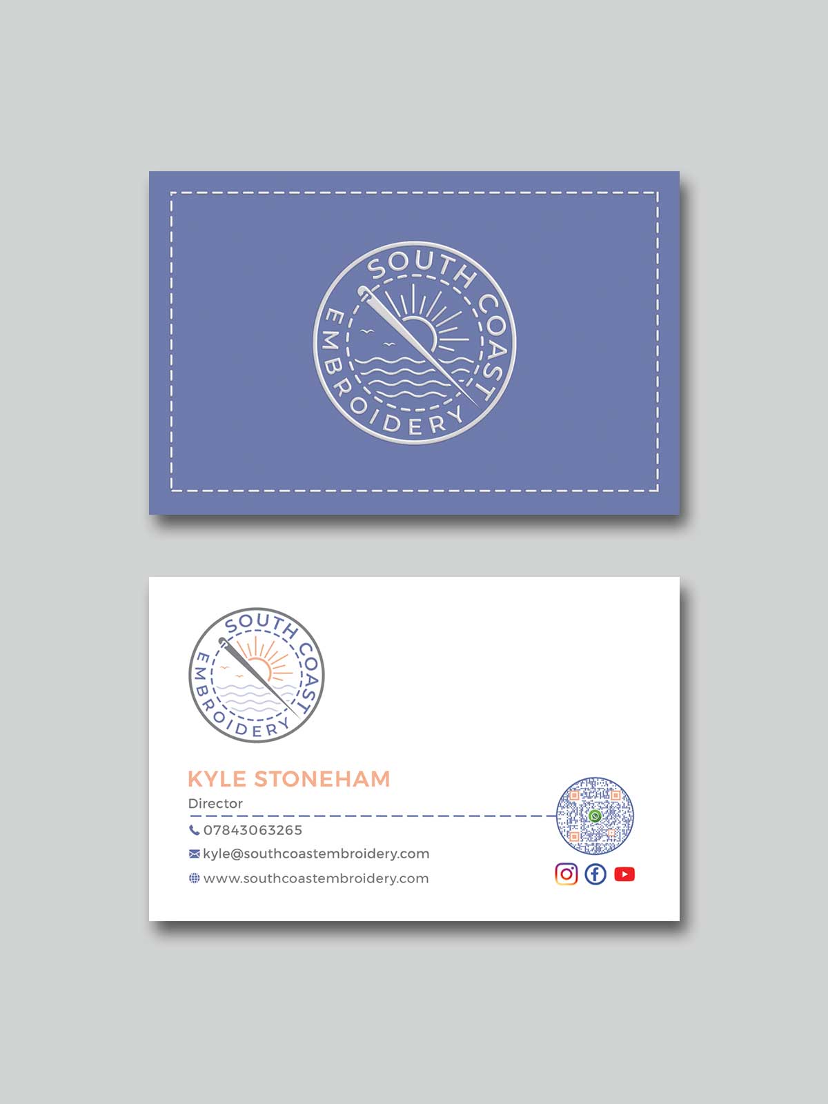 Business Card Design by Creative Moon Design for South Coast Embroidery LTD | Design #28598085