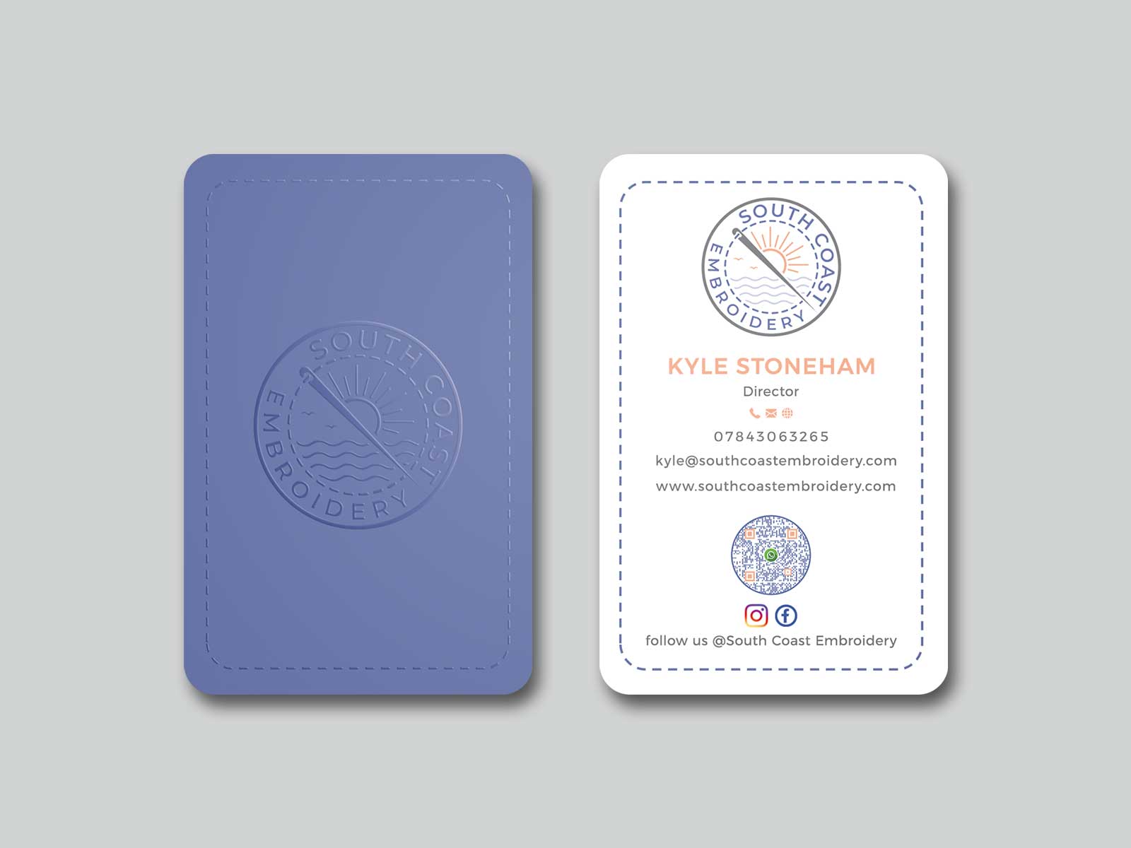 Business Card Design by Creative Moon Design for South Coast Embroidery LTD | Design #28614579