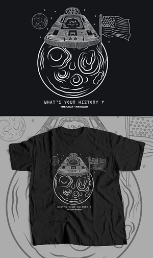 Cool T-Shirt Design - What's Your History? & the Apollo Moon Landing | Diseño de Camiseta por Drawingbook