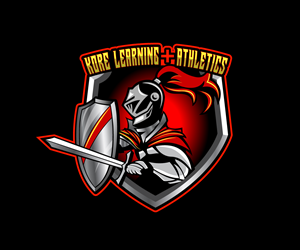 We want KORE LEARNING + ATHLETICS to be around the mascot. Our logo colors are: Sky Blue, White, Navy Blue, Red, and Yellow | Logo Design by Paint-Tools