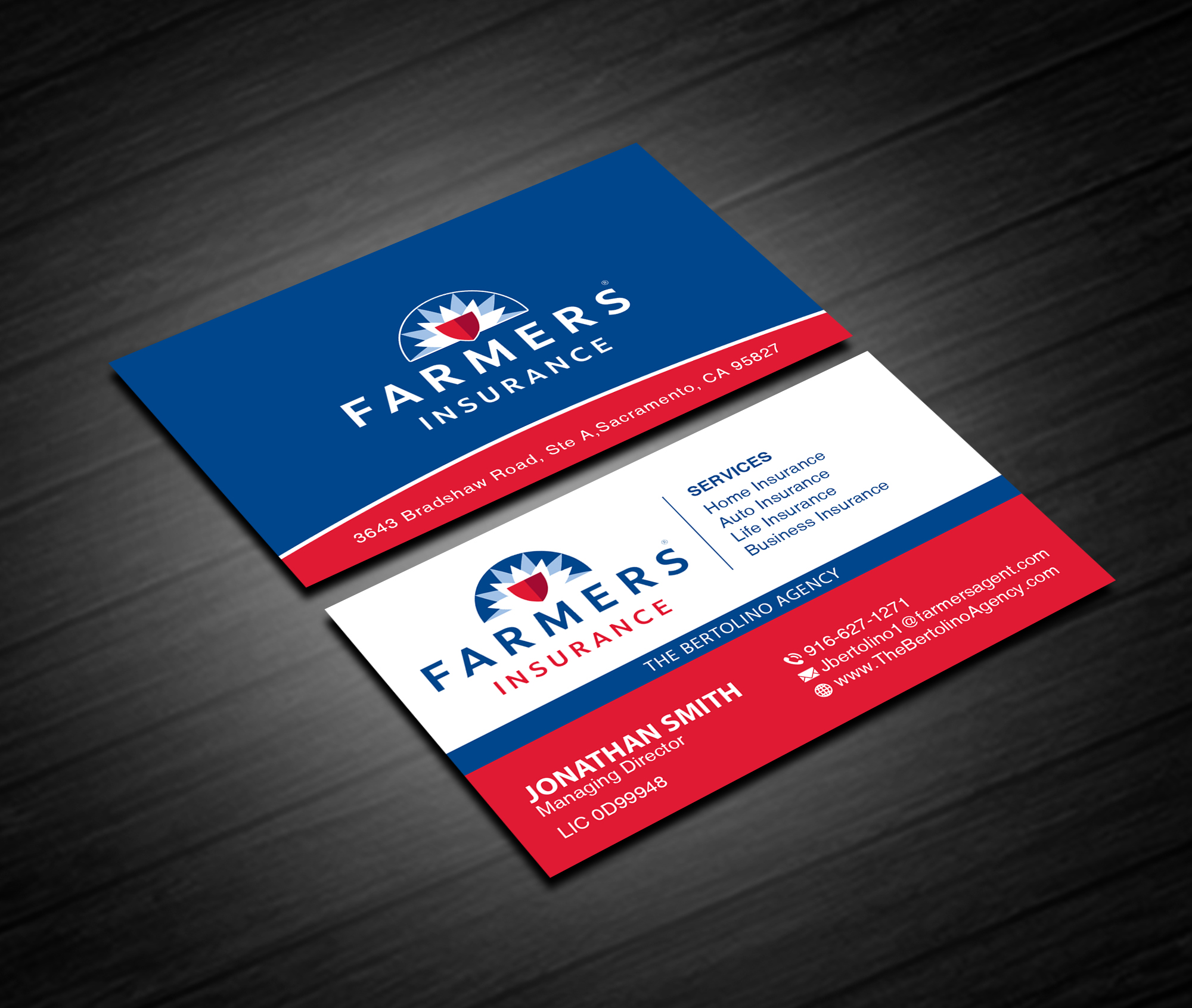 Business Card Design by Creations Box 2015 for Farmers Insurance - The Bertolino Agency  | Design #28580144