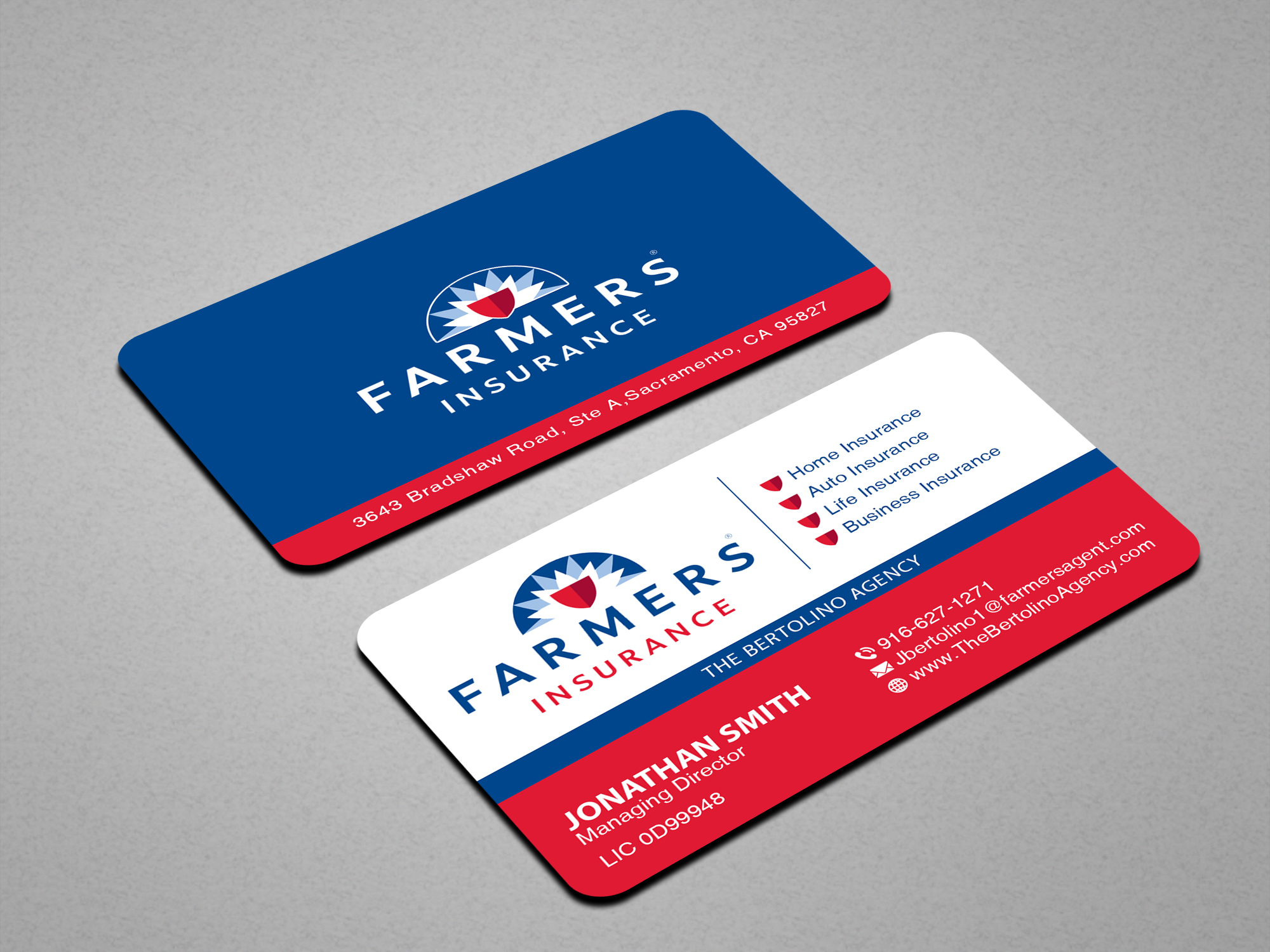 Visitenkarten-Design von Creations Box 2015 für Farmers Insurance - The Bertolino Agency  | Design #28580146