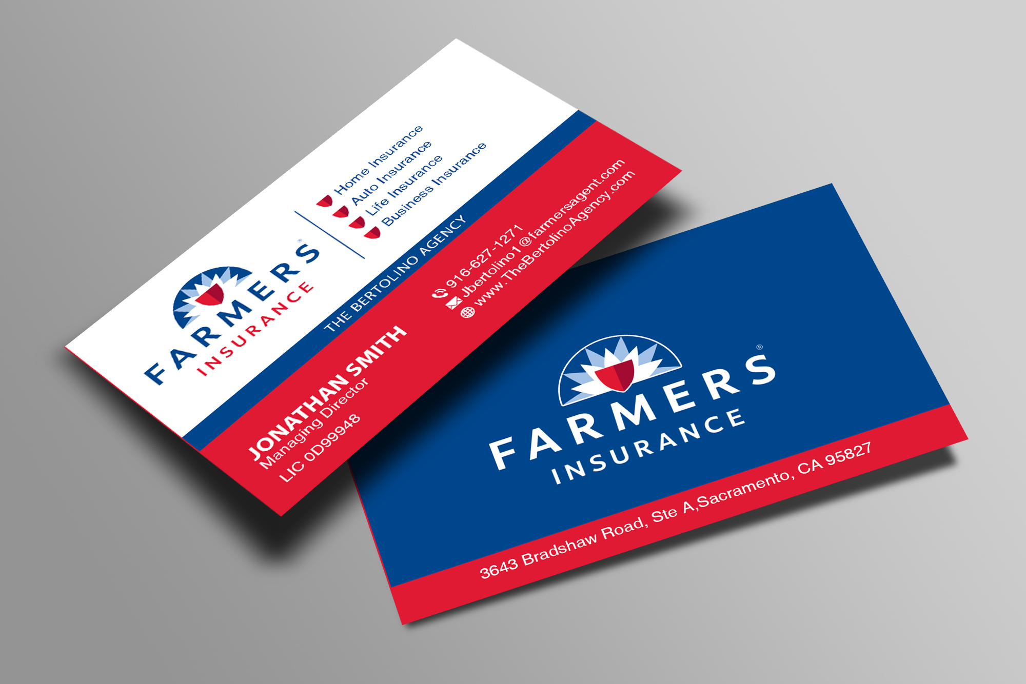 Business Card Design by Creations Box 2015 for Farmers Insurance - The Bertolino Agency  | Design #28586777