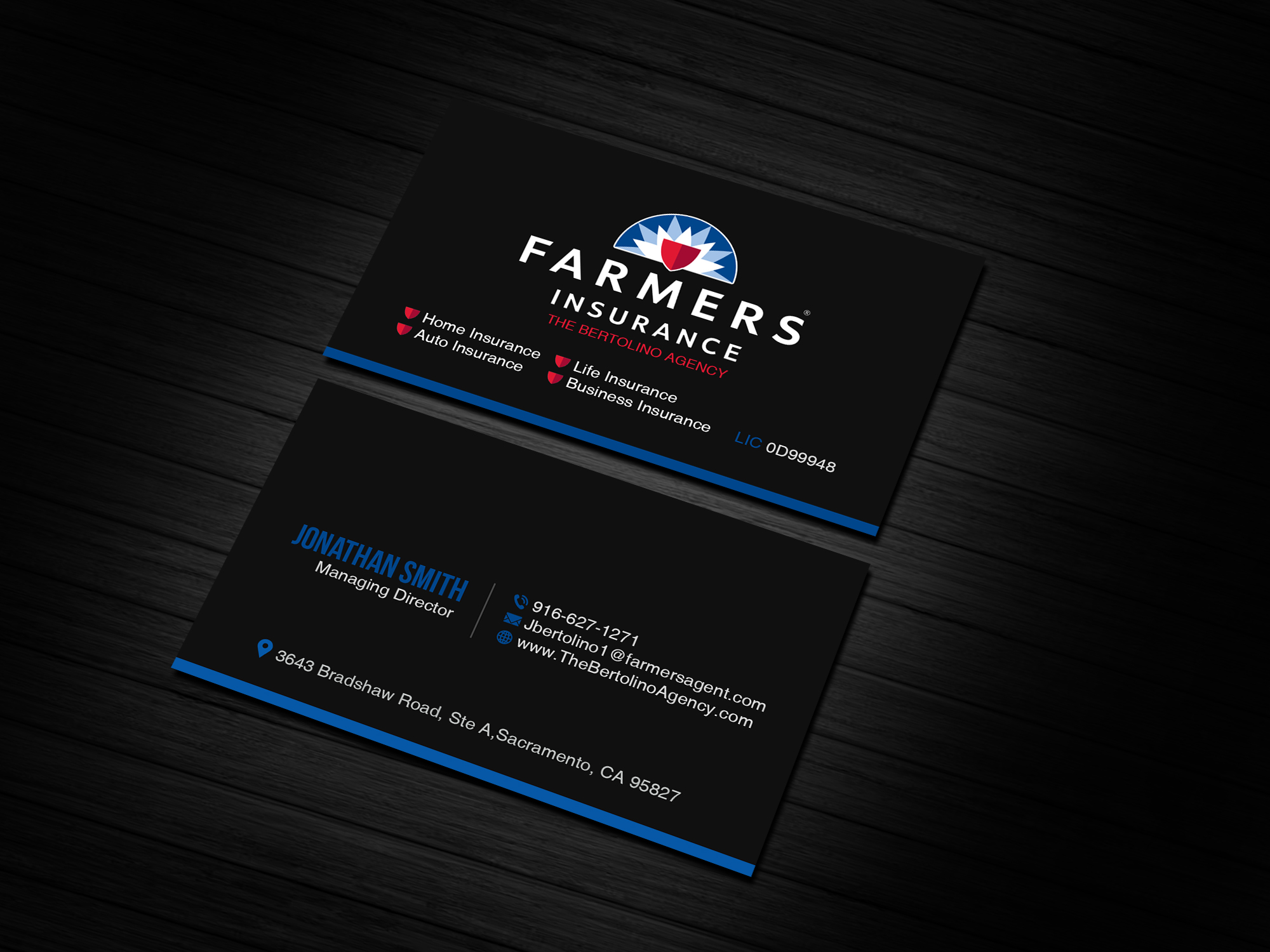 Visitenkarten-Design von Creations Box 2015 für Farmers Insurance - The Bertolino Agency  | Design #28586778