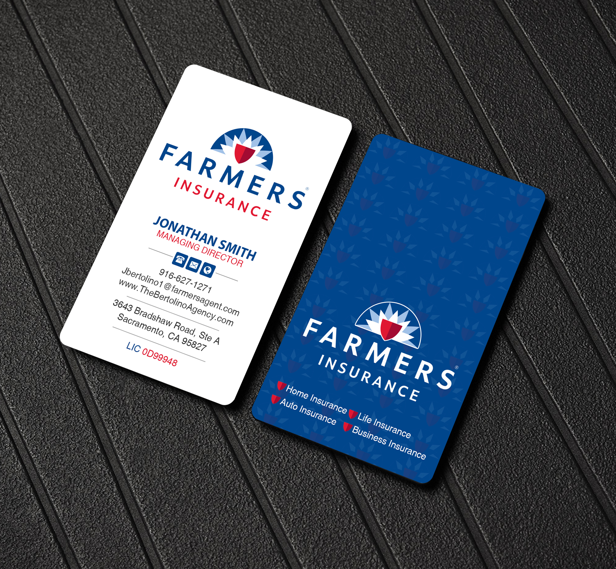 Visitenkarten-Design von Creations Box 2015 für Farmers Insurance - The Bertolino Agency  | Design #28586779