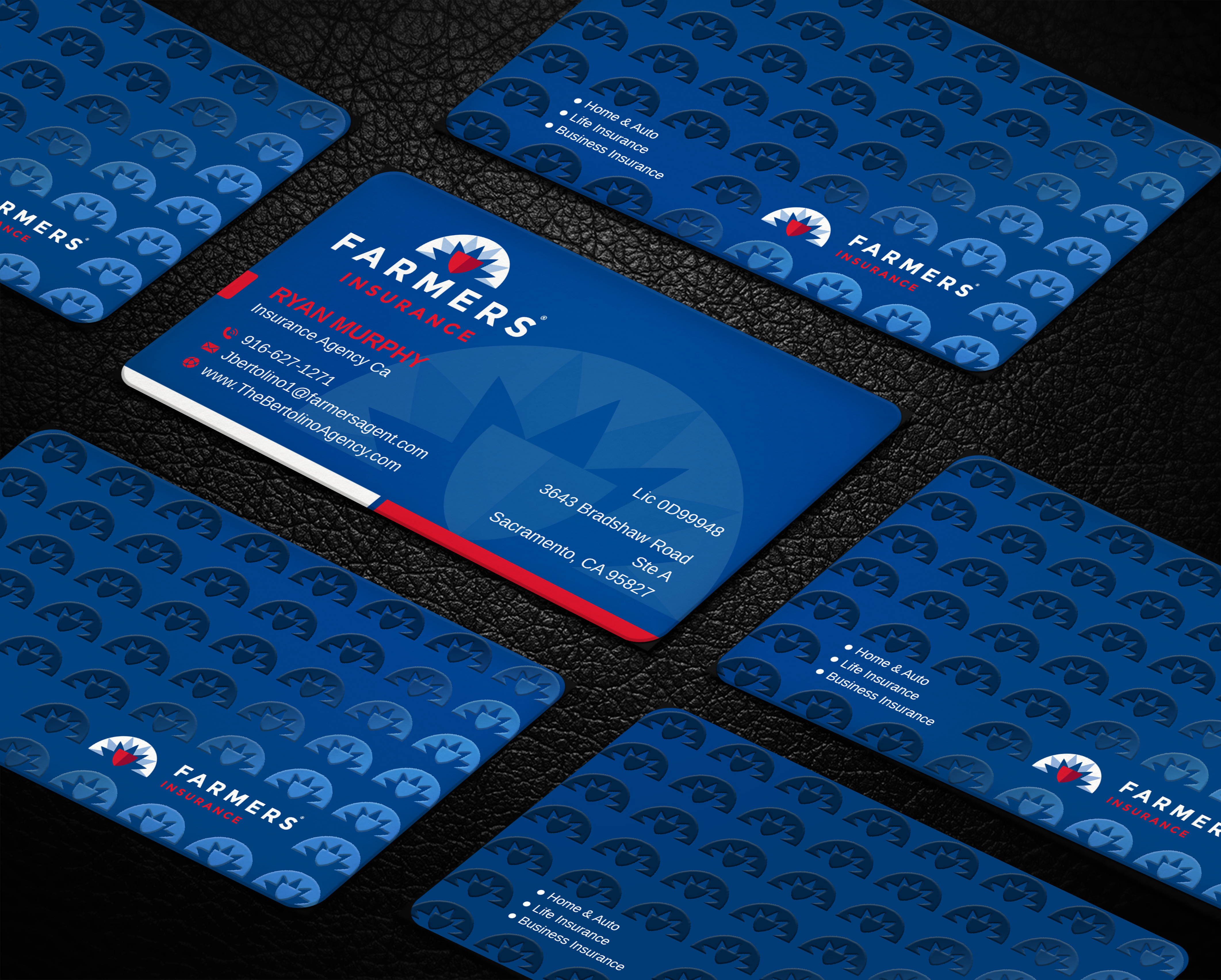 Business Card Design by LAXMI DESIGNHUB for Farmers Insurance - The Bertolino Agency  | Design #28583968