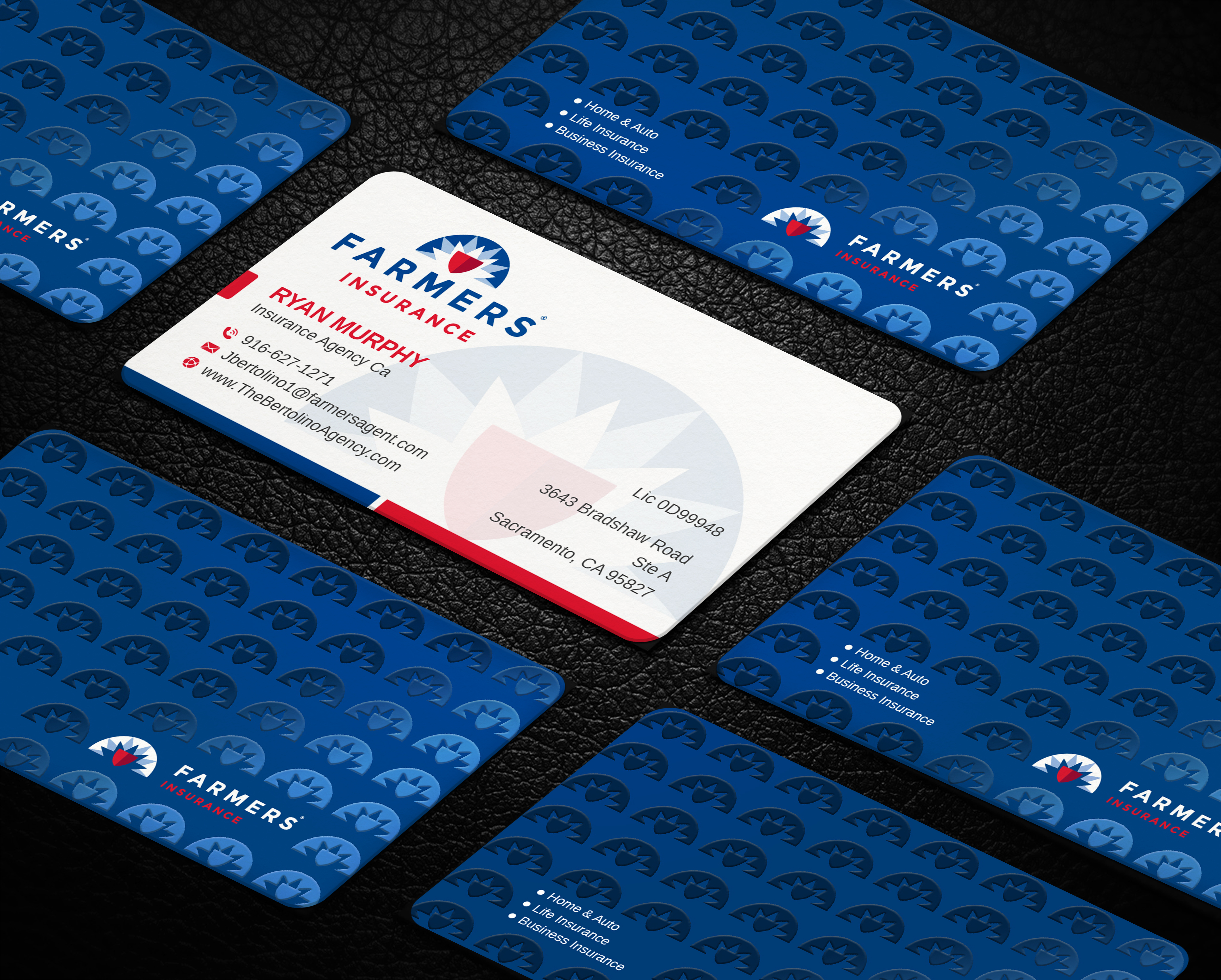 Business Card Design by LAXMI DESIGNHUB for Farmers Insurance - The Bertolino Agency  | Design #28583972