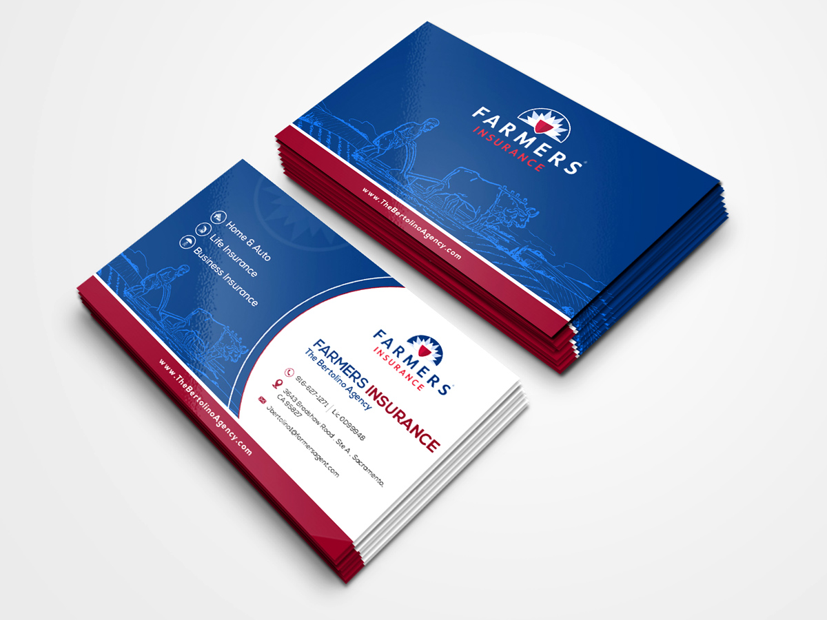 Business Card Design by n214008 for Farmers Insurance - The Bertolino Agency  | Design #28579808