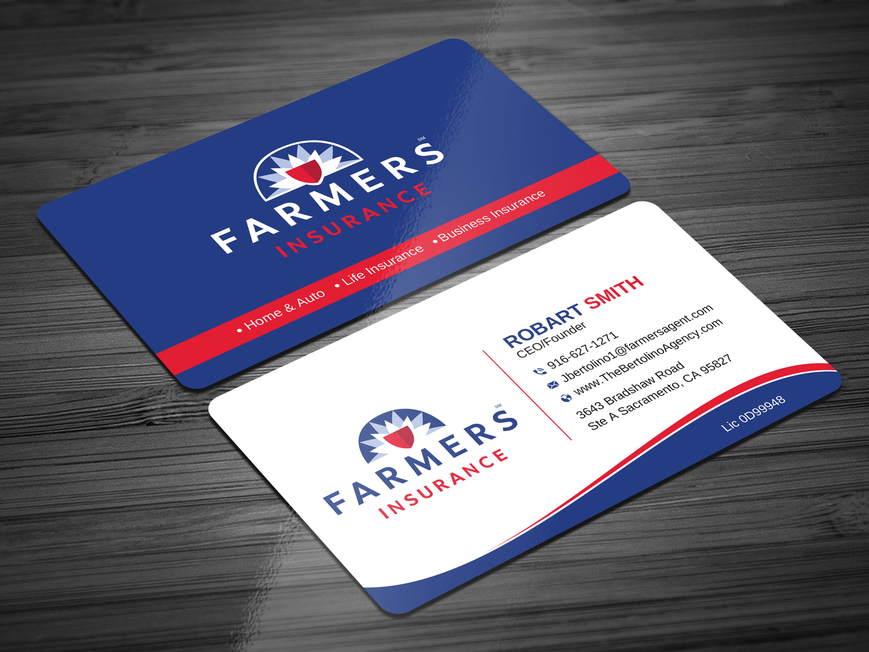 Visitenkarten-Design von Uttom 2 für Farmers Insurance - The Bertolino Agency  | Design #28577782