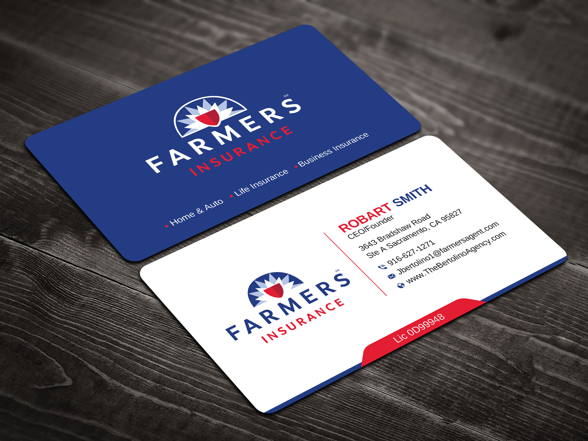Business Card Design by Uttom 2 for Farmers Insurance - The Bertolino Agency  | Design #28581518