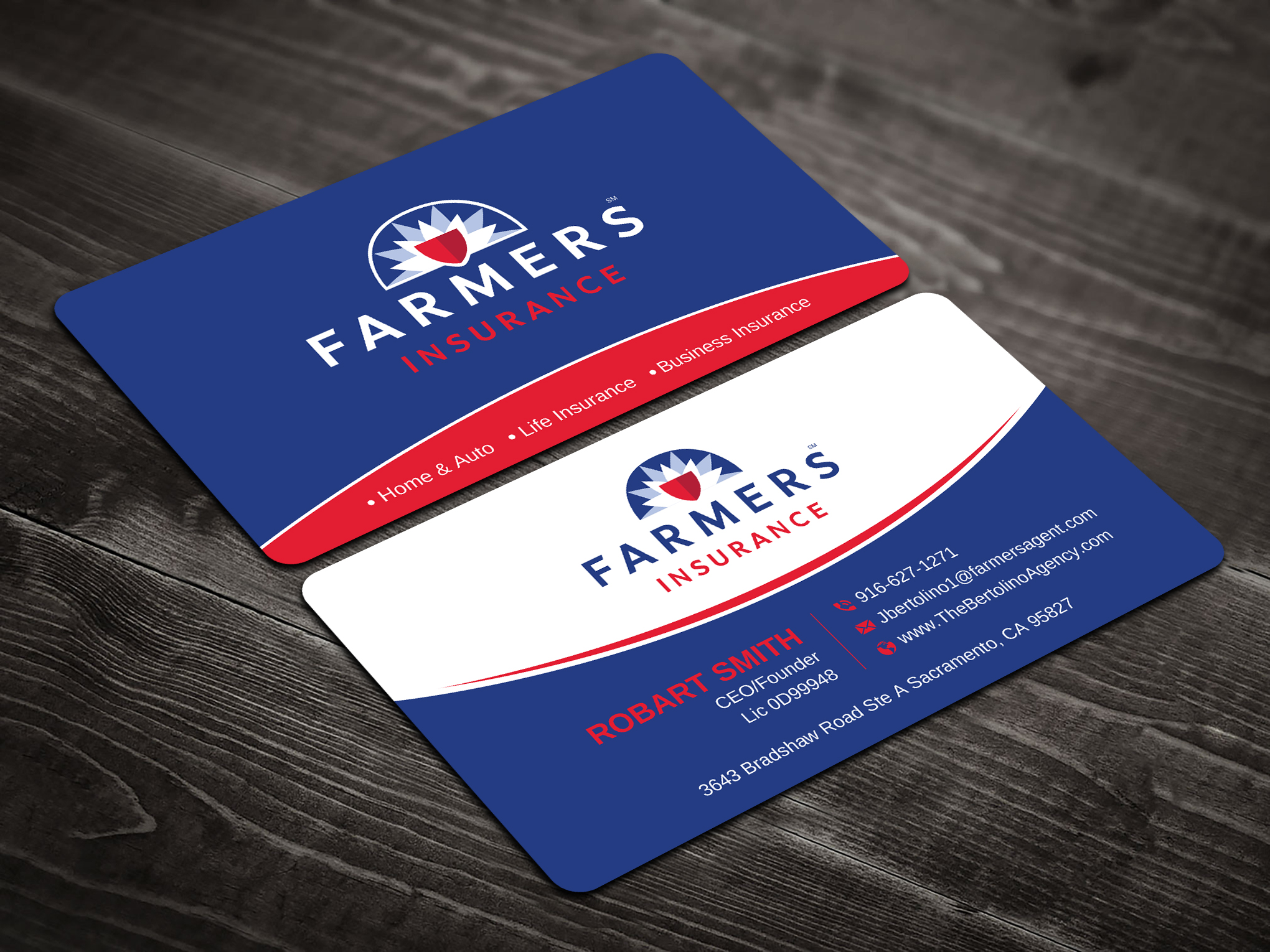 Business Card Design by Uttom 2 for Farmers Insurance - The Bertolino Agency  | Design #28581523