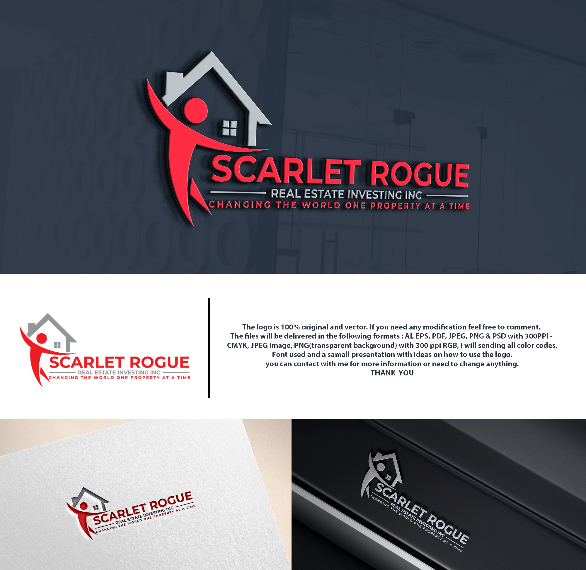 Logo Design by DesignHour for Scarlet Rogue Real Estate Investing Inc  | Design #28695828
