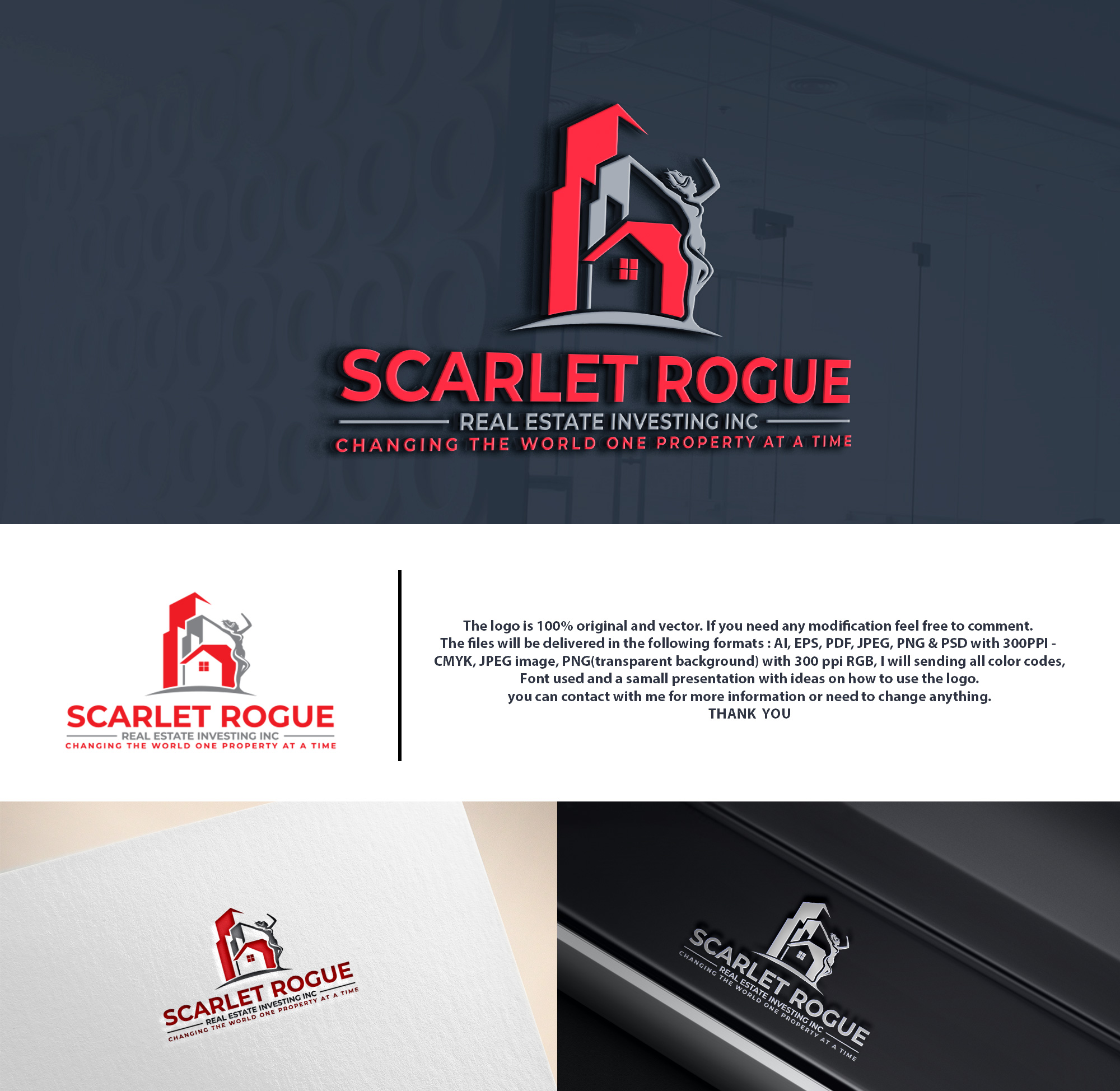 Logo Design by DesignHour for Scarlet Rogue Real Estate Investing Inc  | Design #28695835