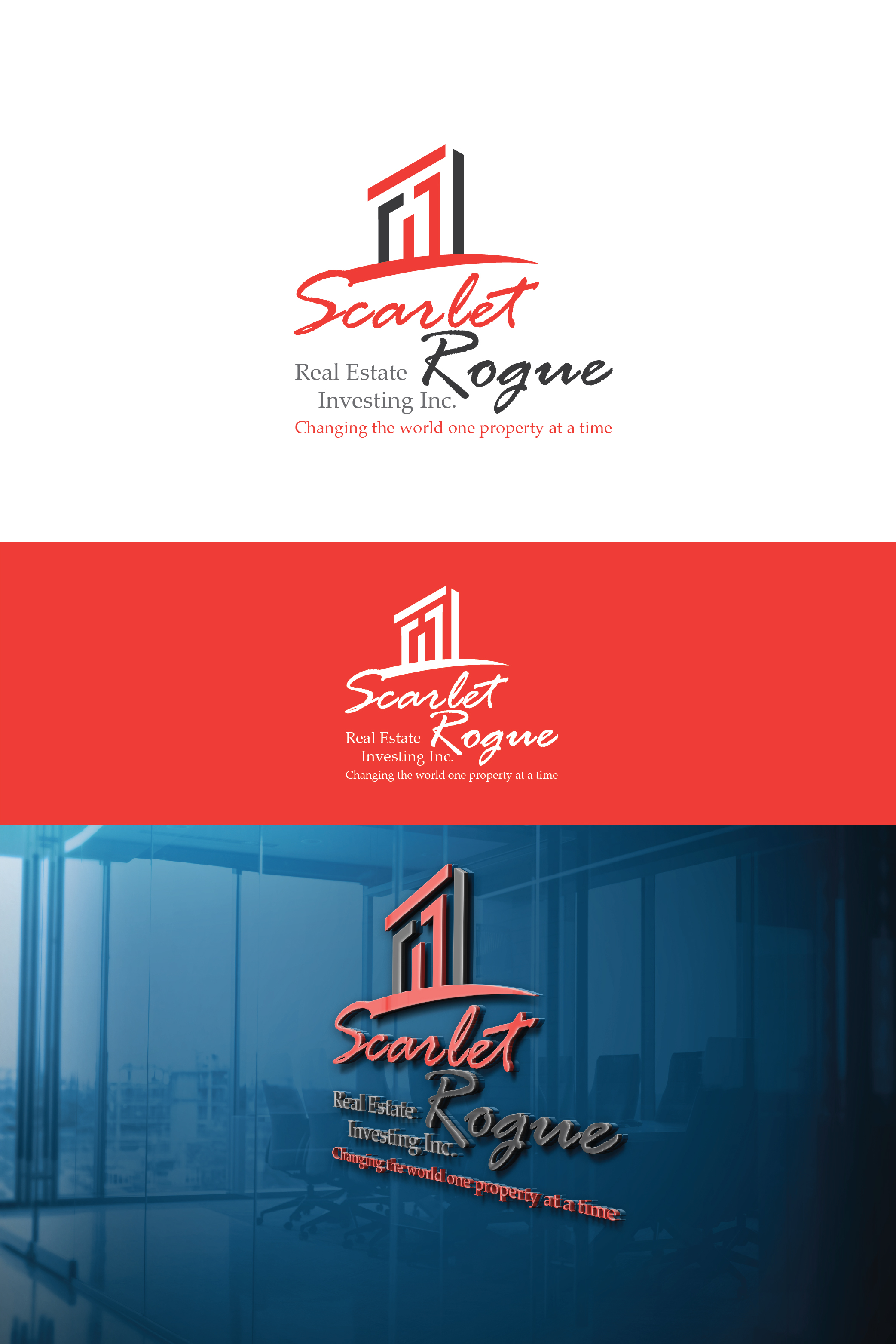 Logo Design by 3Guys for Scarlet Rogue Real Estate Investing Inc  | Design #28830707