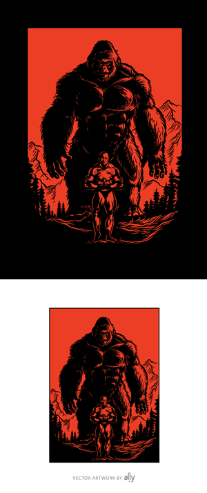 King Kong & Man Cover Art for Fitness Program | Graphic Design by ally designs
