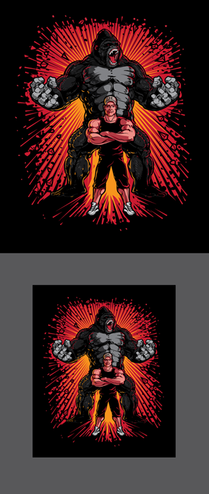 King Kong & Man Cover Art for Fitness Program | Graphic Design by ally designs