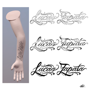 Lucas Zapata (name of my son) Tattoo | Diseño de Tatuaje por El Yisk 2