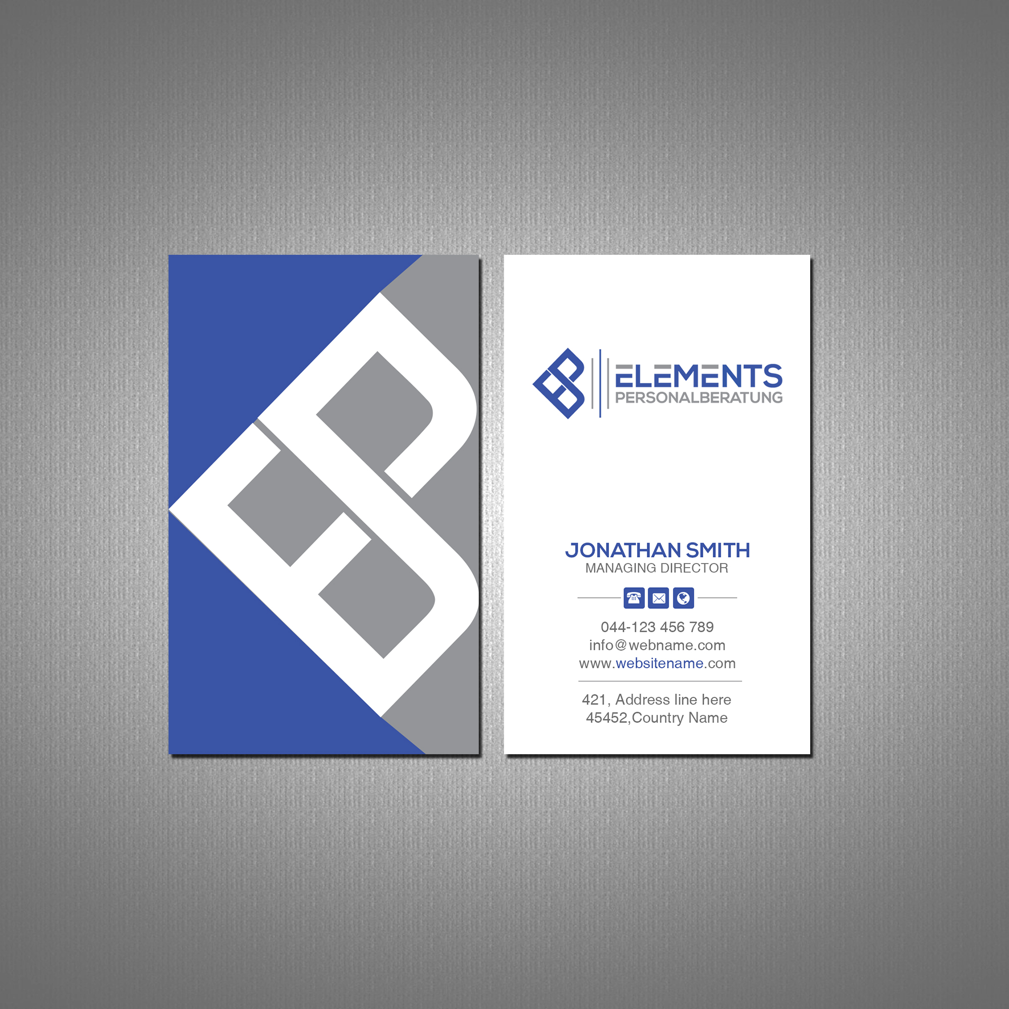 Business Card Design by Creations Box 2015 for Elements Personalberatung GmbH | Design #28617844