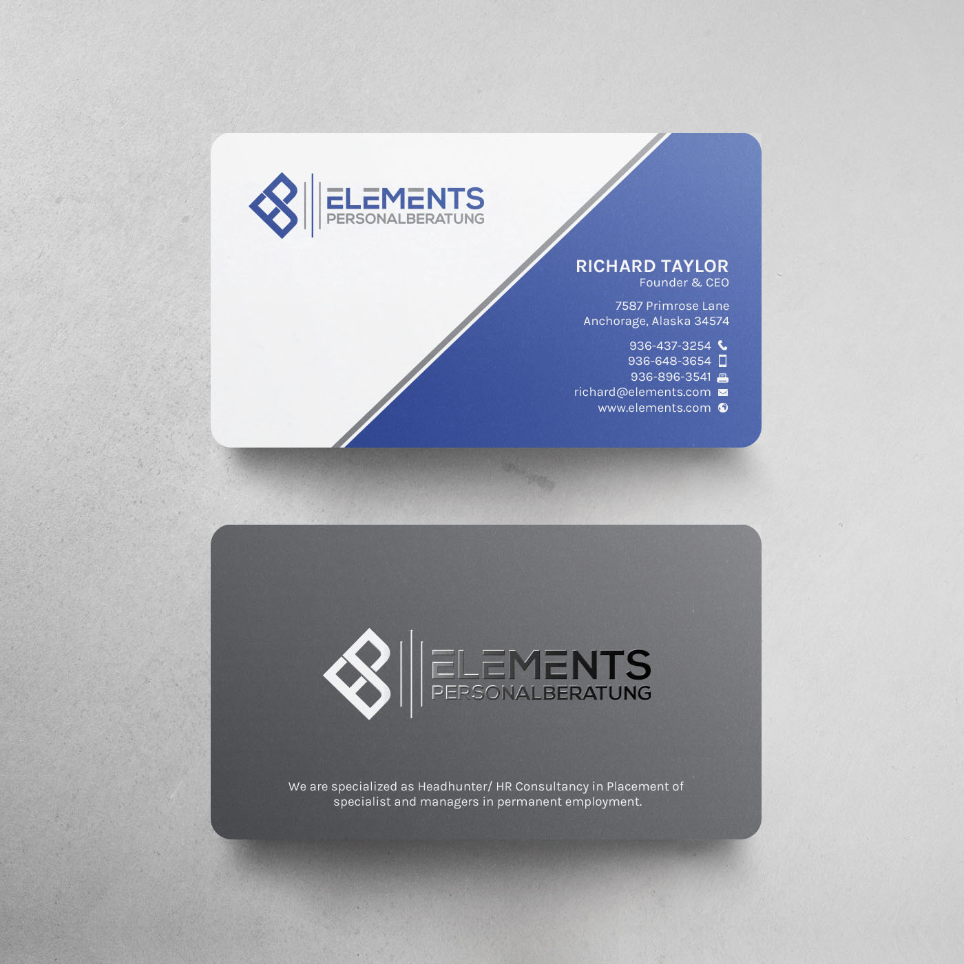 Business Card Design by chandrayaan.creative for Elements Personalberatung GmbH | Design #28612540