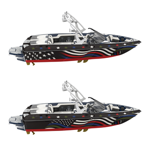 Patriotic boat wrap that shows support to our first responders and veterans. | Diseño de Rotulación de Vehículo por White Diary