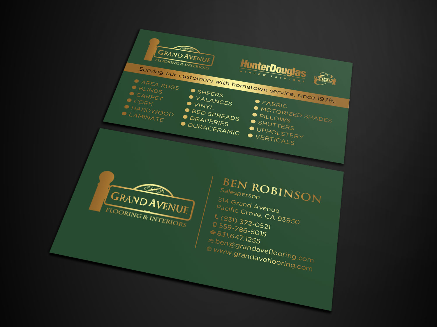 Business Card Design by RENEXIT for Grand Avenue Flooring & Interiors | Design #28653920