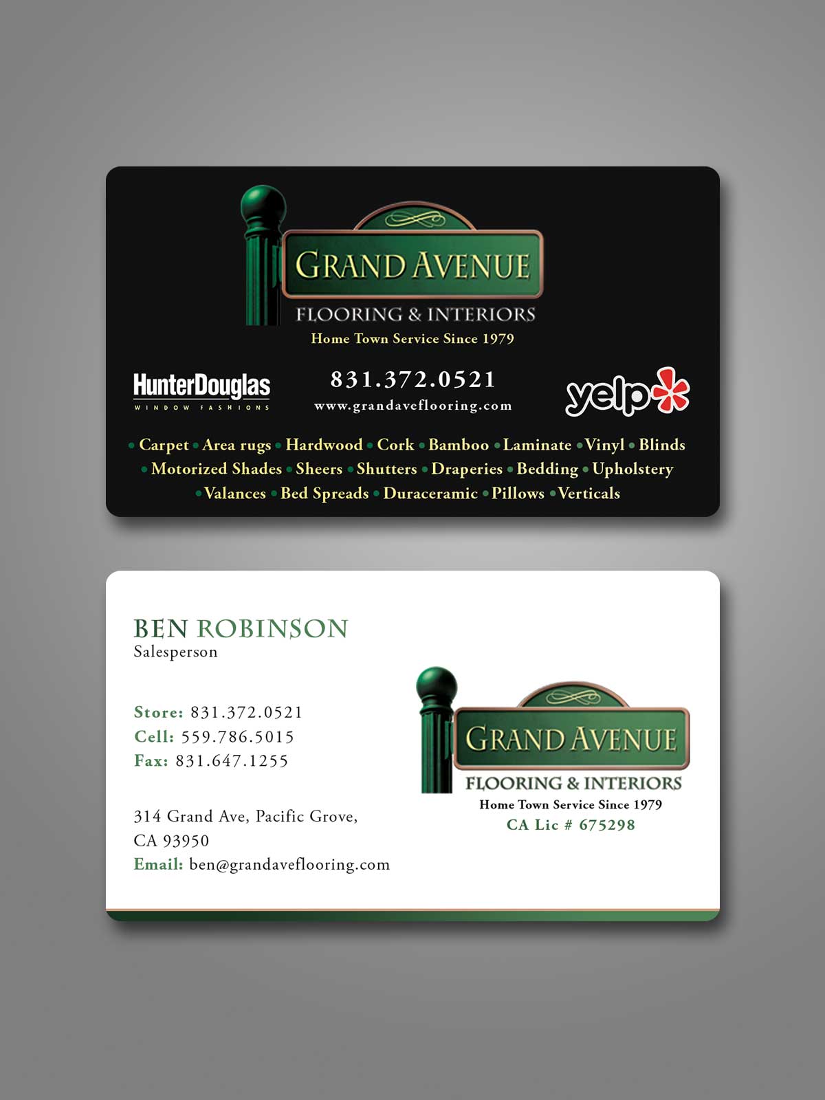 Business Card Design by Creative Moon Design for Grand Avenue Flooring & Interiors | Design #28655784