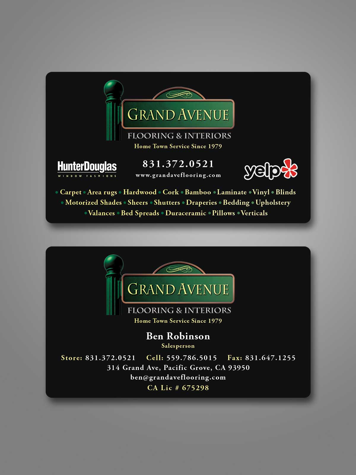 Design de Carte de Visite par Creative Moon Design pour Grand Avenue Flooring & Interiors | Design #28655785