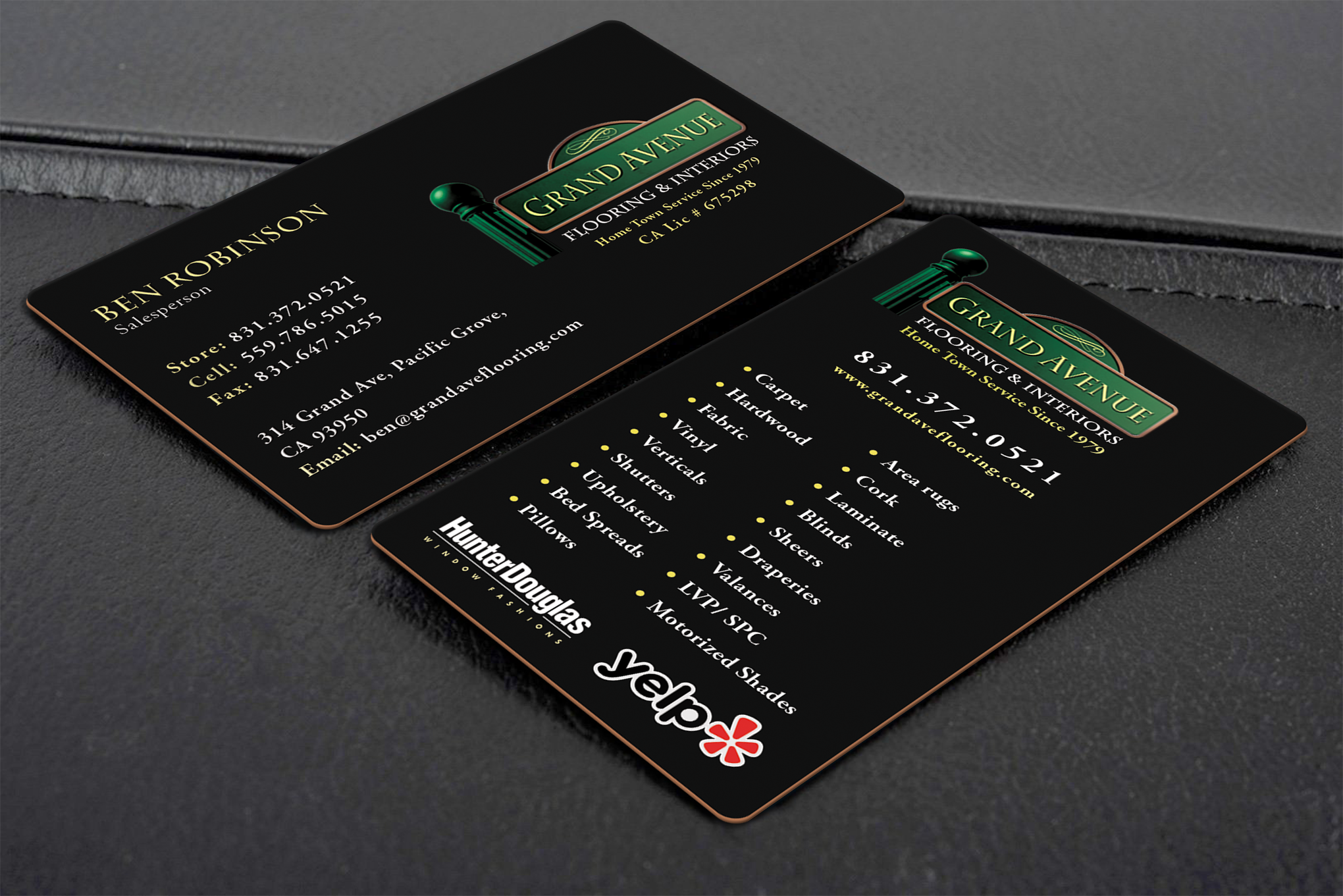 Business Card Design by Creative Moon Design for Grand Avenue Flooring & Interiors | Design #28662772