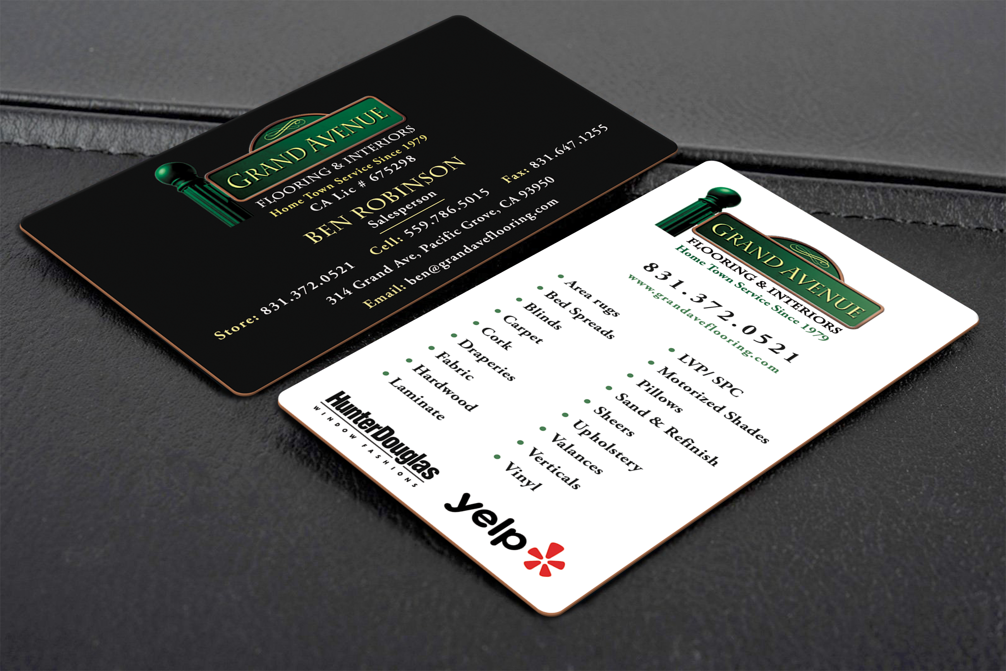 Diseño de Tarjeta de Presentación por Creative Moon Design para Grand Avenue Flooring & Interiors | Diseño #28665146