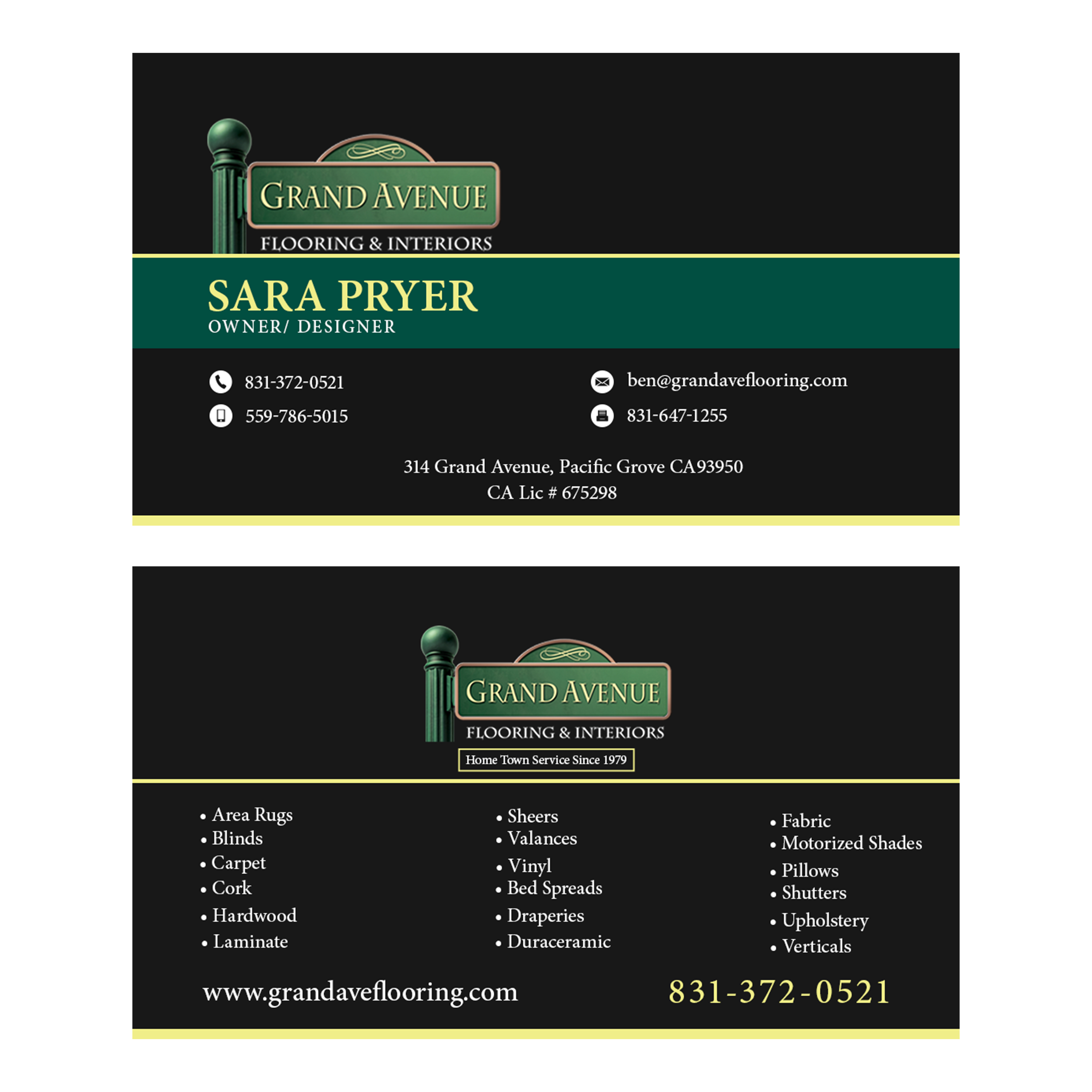 Visitenkarten-Design von Trygve für Grand Avenue Flooring & Interiors | Design #28661020