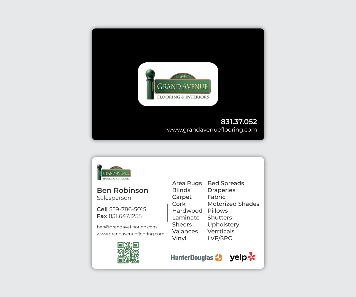 Business Card Design by gBk for Grand Avenue Flooring & Interiors | Design #28690513