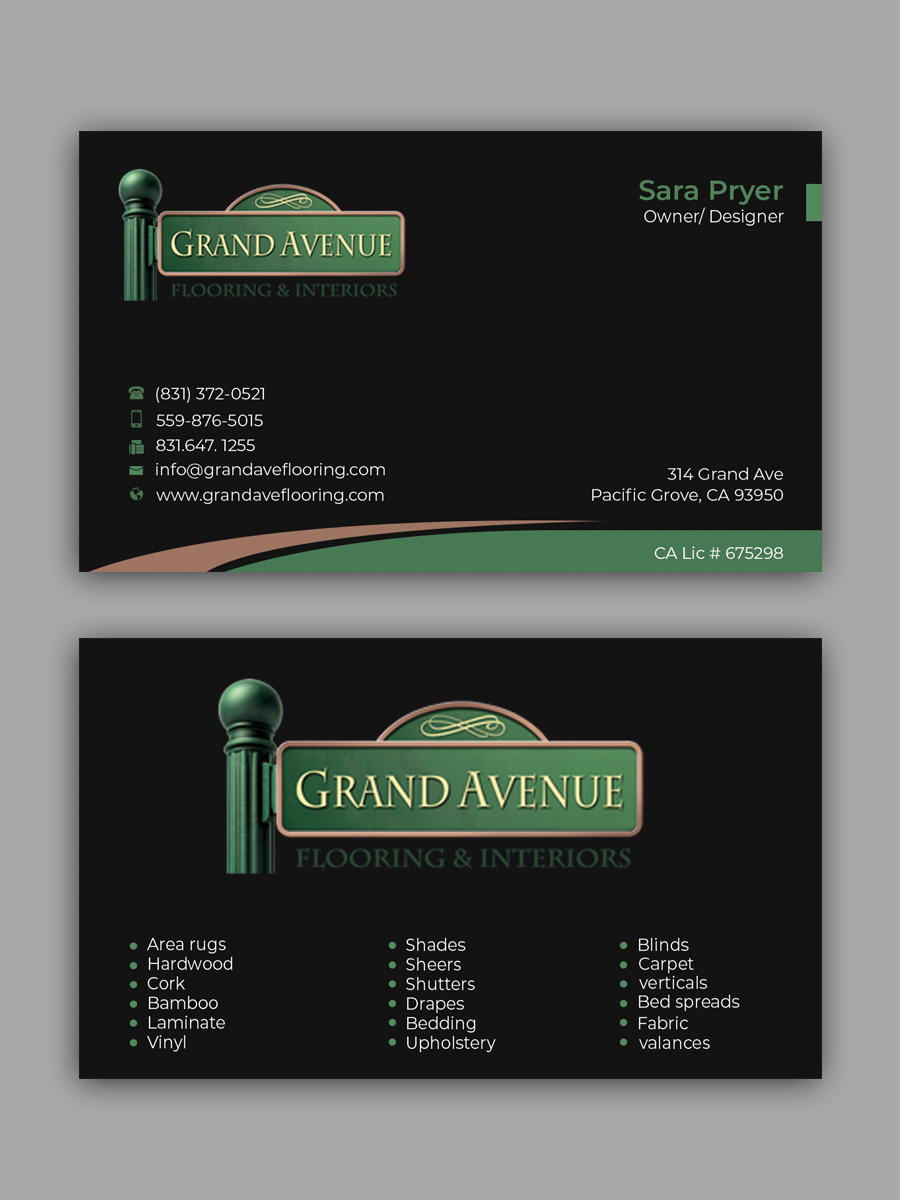 Business Card Design by Graphixpointt for Grand Avenue Flooring & Interiors | Design #28653770