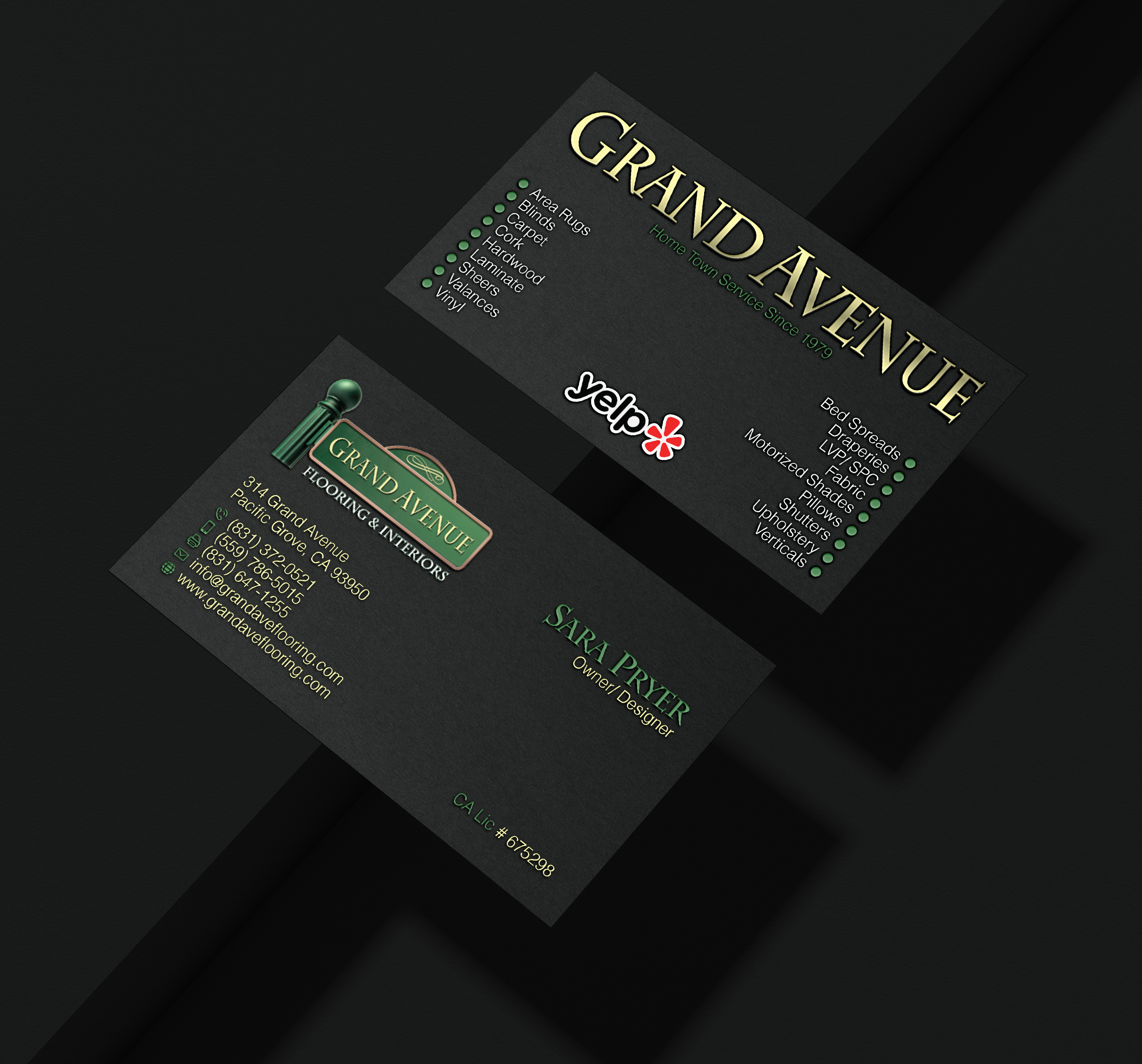 Design de Carte de Visite par Verified artistry (Design garden) pour Grand Avenue Flooring & Interiors | Design #28663273