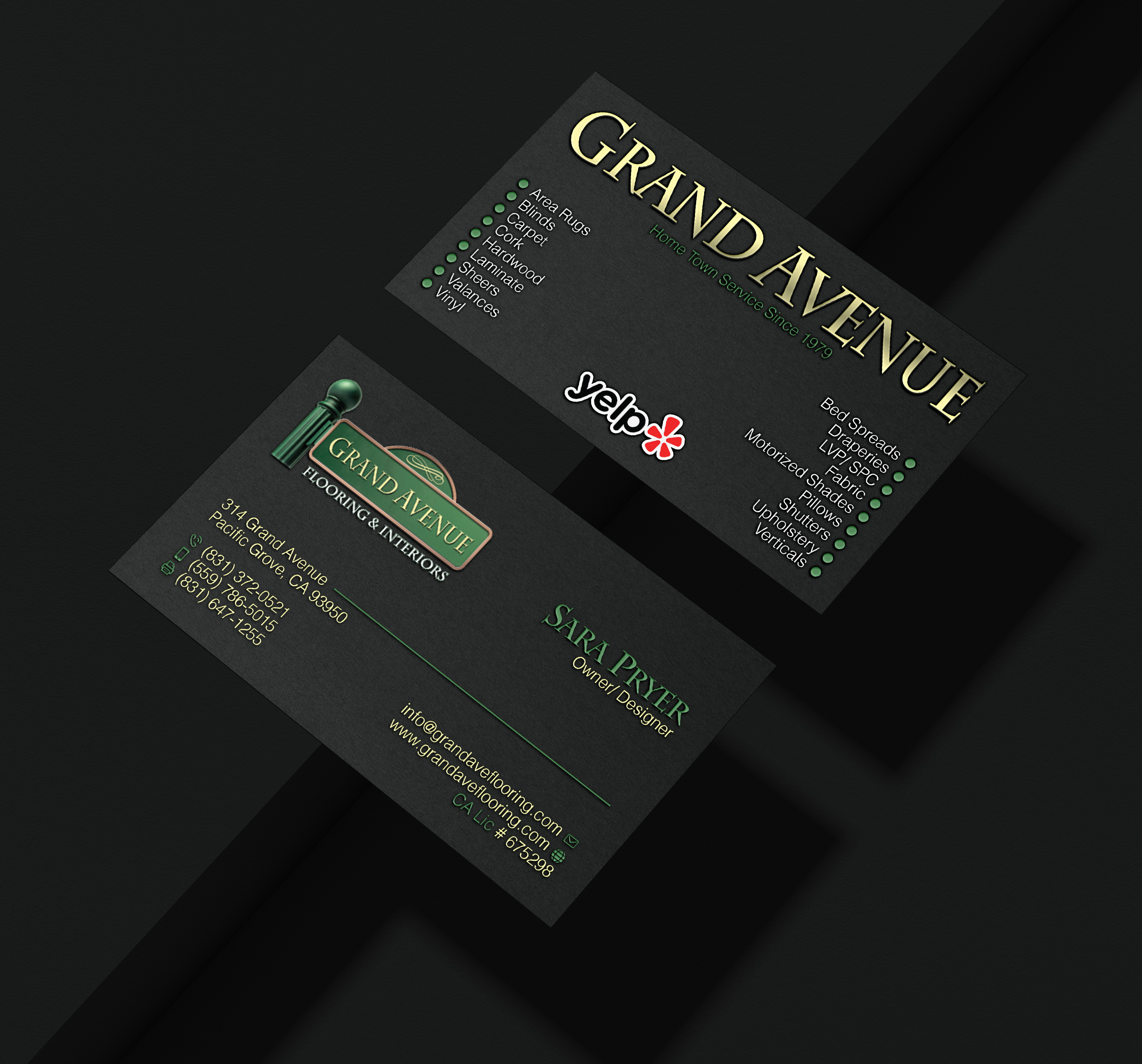 Business Card Design by Verified artistry (Design garden) for Grand Avenue Flooring & Interiors | Design #28663274