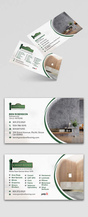 Business Card Design by debdesign for Grand Avenue Flooring & Interiors | Design: #28664598