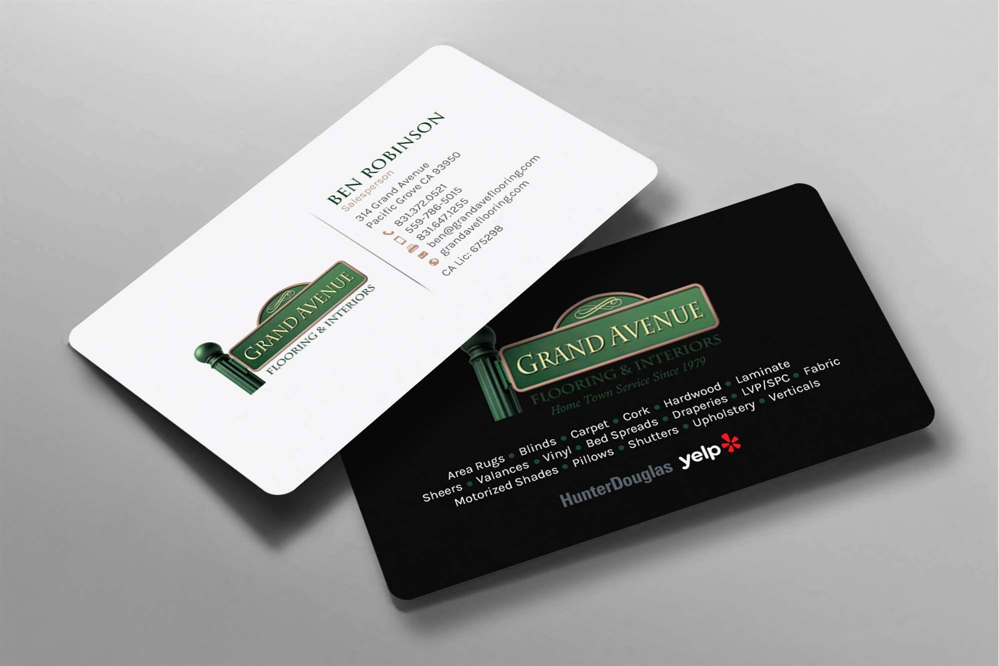 Business Card Design by chandrayaan.creative for Grand Avenue Flooring & Interiors | Design #28655654