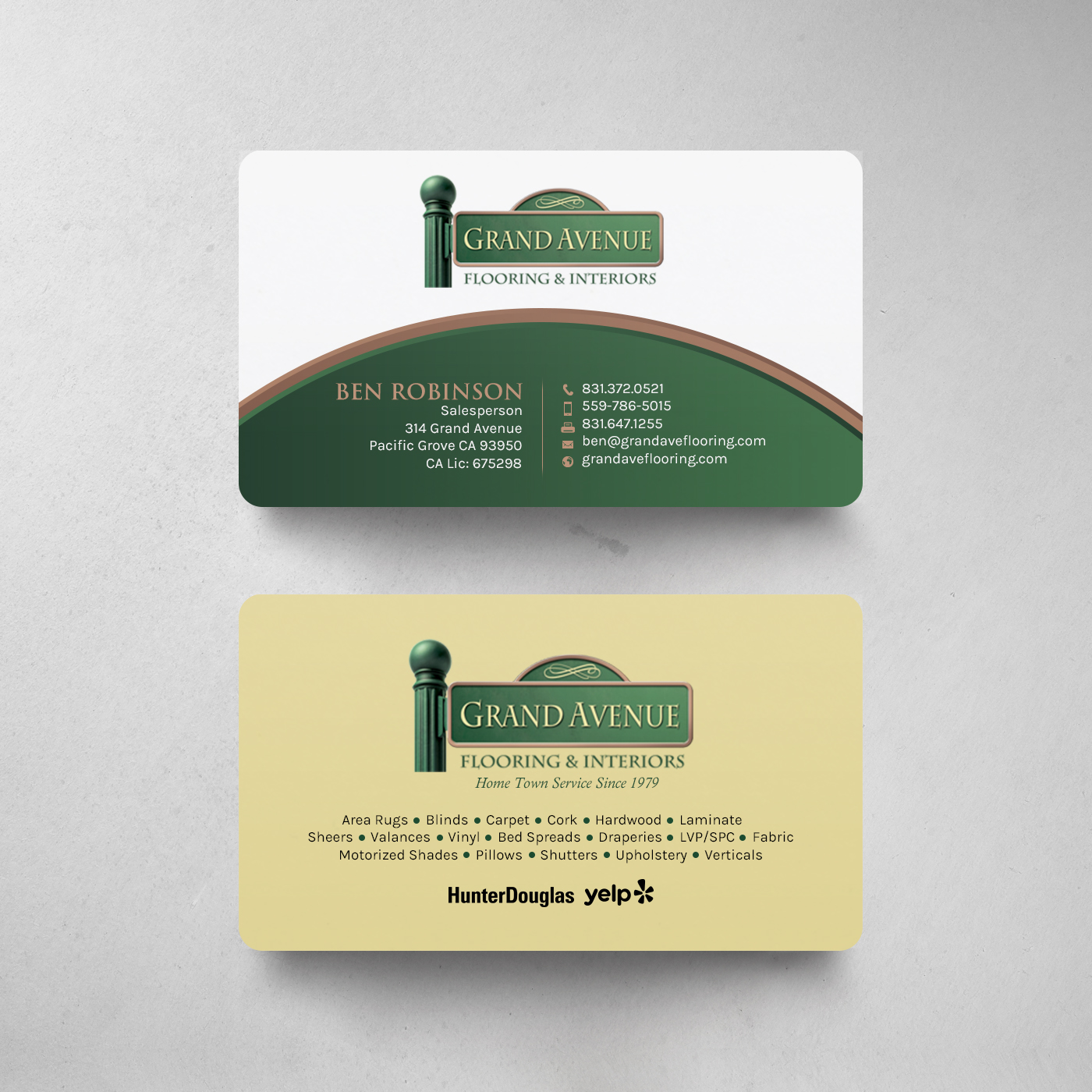 Business Card Design by chandrayaan.creative for Grand Avenue Flooring & Interiors | Design #28655659