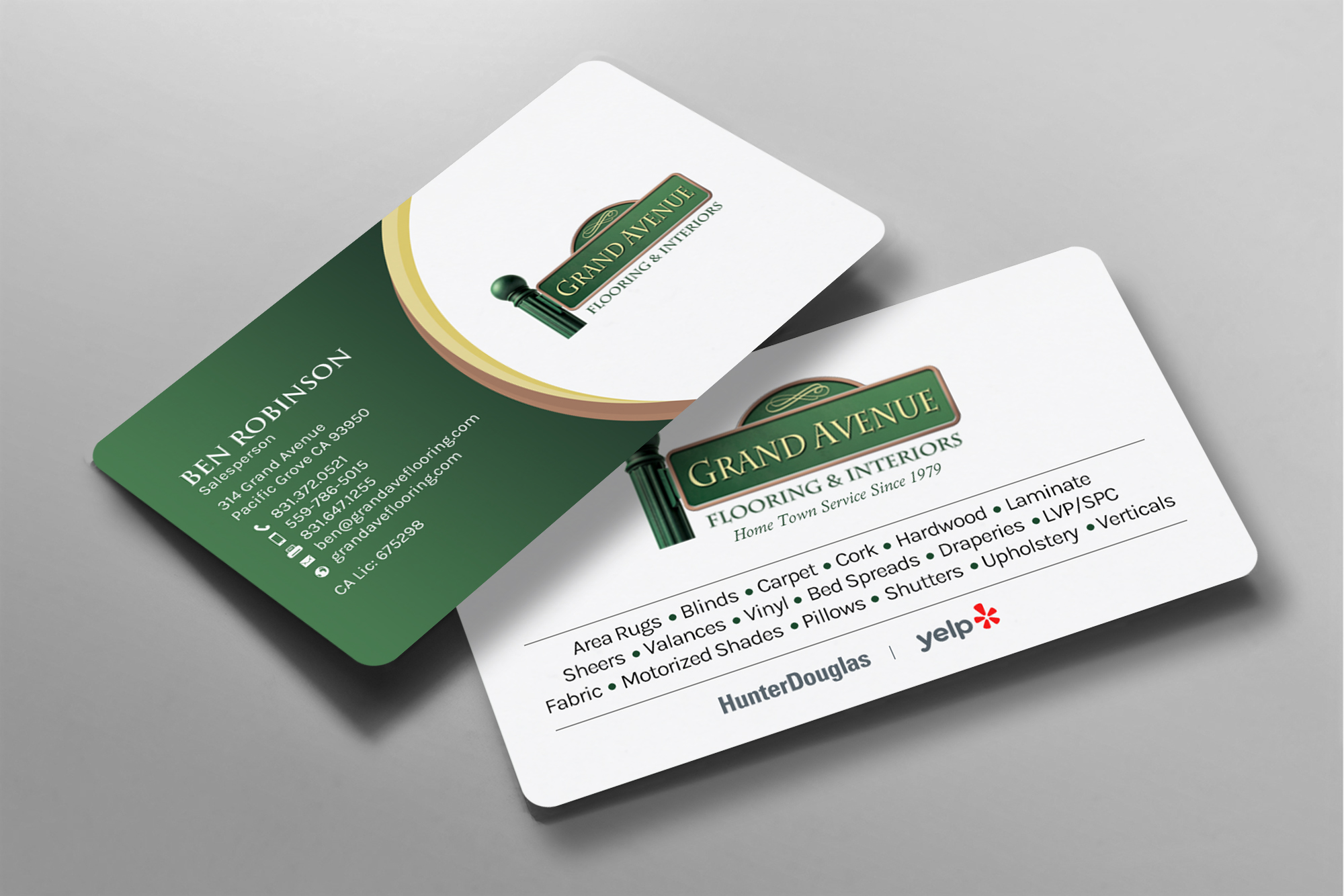 Business Card Design by chandrayaan.creative for Grand Avenue Flooring & Interiors | Design #28659810