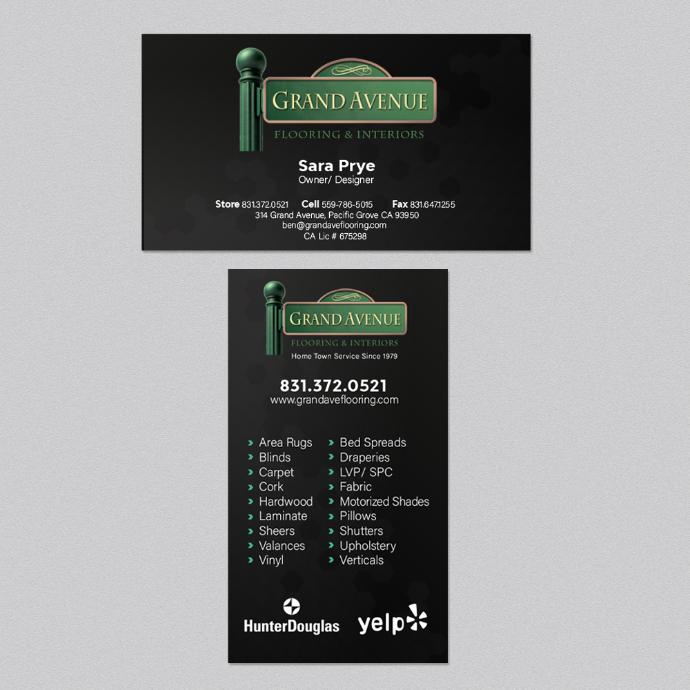 Business Card Design by davidsantacruz7 for Grand Avenue Flooring & Interiors | Design #28657318