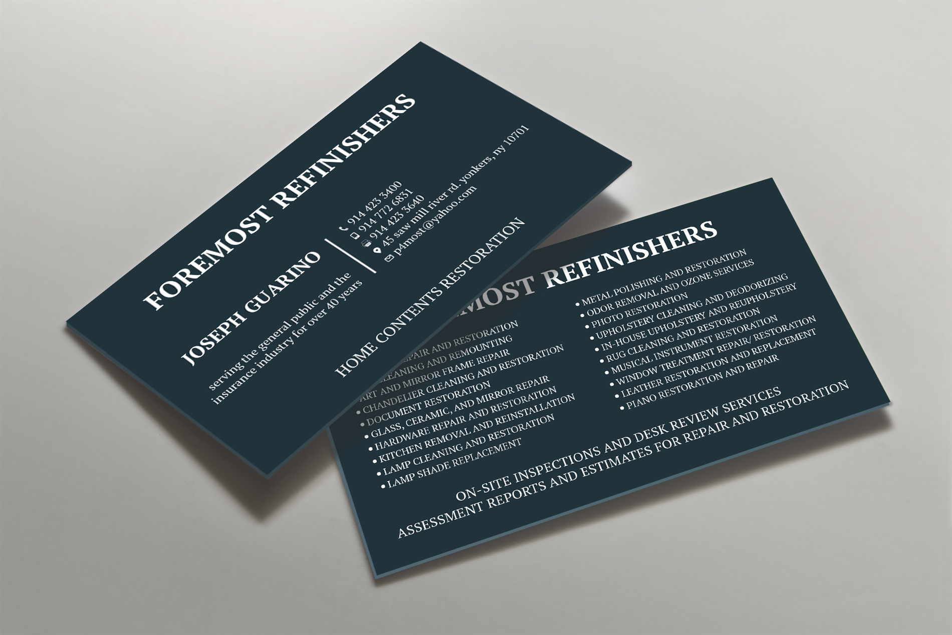 Design de Carte de Visite par Tripti Ranjan Gain pour Foremost Refinishers | Design #28660661
