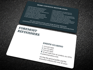 Design de Carte de Visite par Tripti Ranjan Gain pour Foremost Refinishers | Design : #28660662