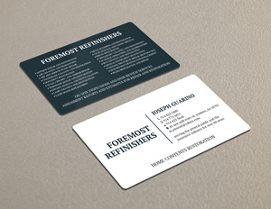 Design de Carte de Visite par Tripti Ranjan Gain pour Foremost Refinishers | Design : #28660668
